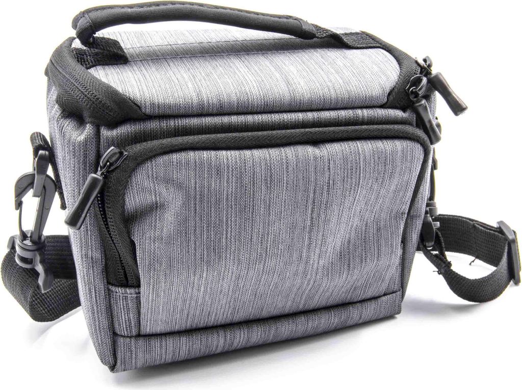 vhbw Kameratasche kompatibel mit Canon SX610 HS, SX600 HS, SX60 HS, SX710 HS Kamera - grau, inkl. Schultergurt, 180 x 107 x 150 mm