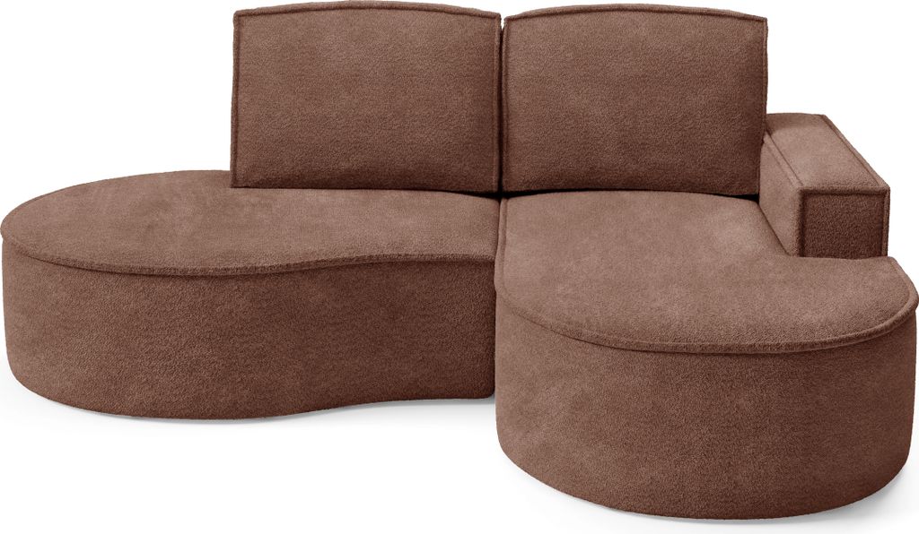DomoHome Ecksofa MOLLY Ohne Schlaffunktion – Halbkreisförmig, Abriamo-Bouclé-Stoff, Mit Losen Rückenkissen, Weicher Bouclé-Bezug, 210x157x88 ...