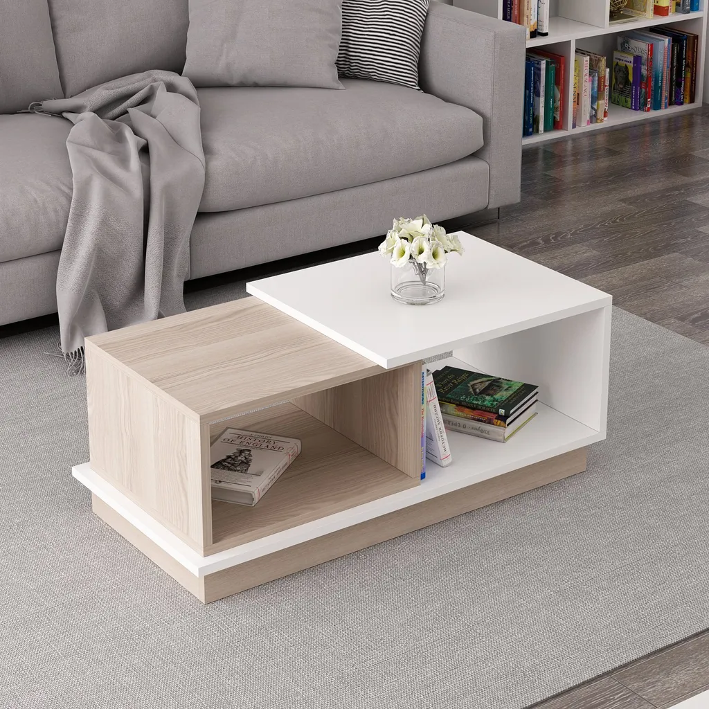 Table Basse Viyana Blanche 90x36x45 cm Robuste et Design Minimaliste - 3