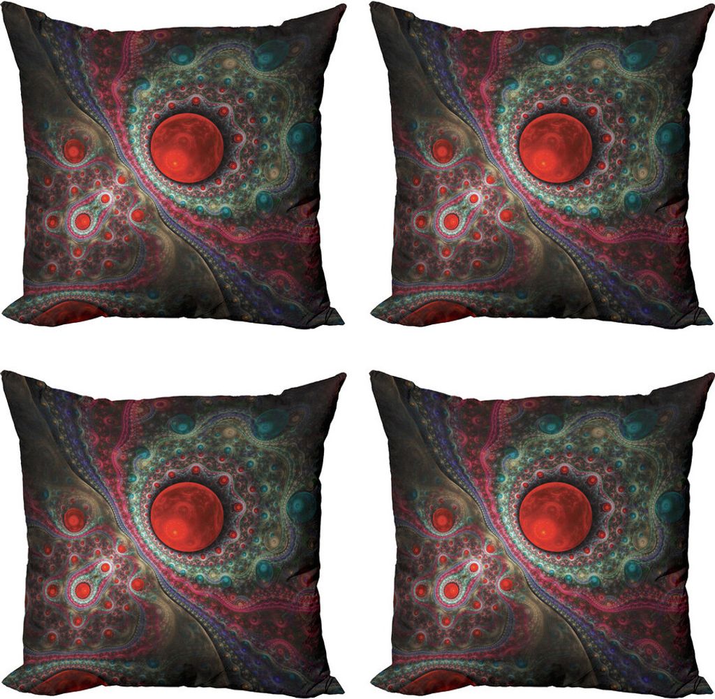 ABAKUHAUS Pearls Kissenbezug Set (4 Stück), Vintage abstrakte Formen, Moderner Doppelseitiger Digitaldruck, 50 cm x 50 cm, Mehrfarbig