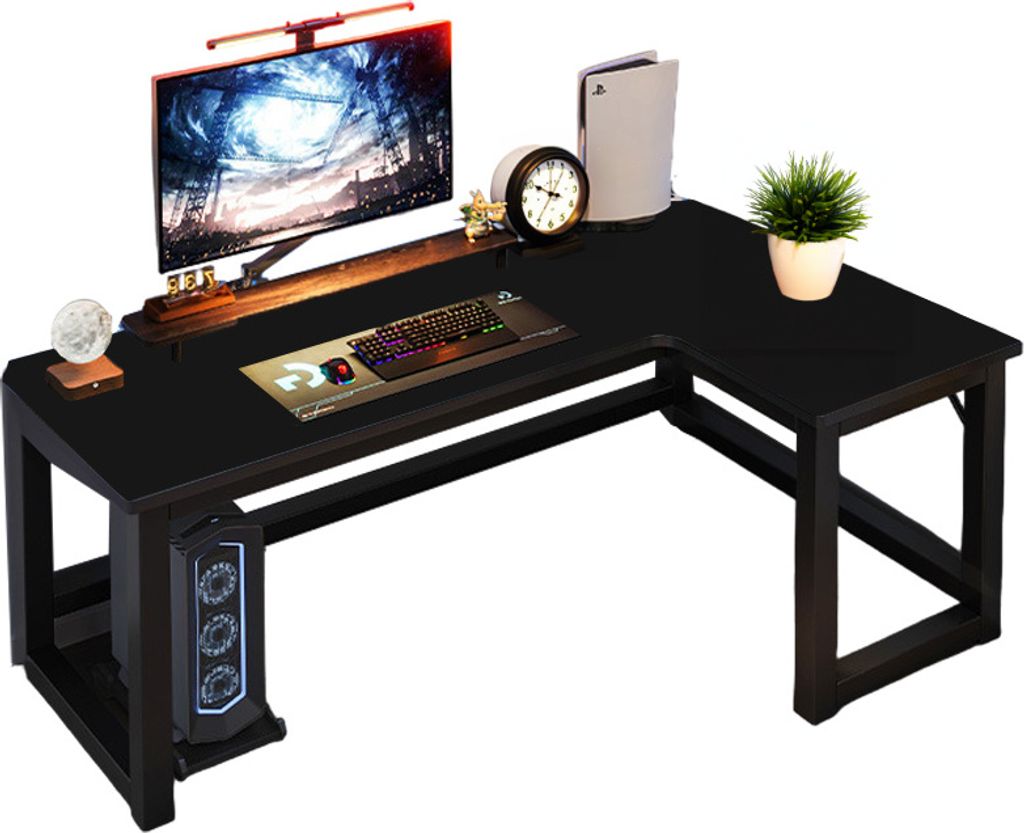Rohový Herní Počítačový Stůl Velký Moderní Černý Loft 140 Obrázek produktu 