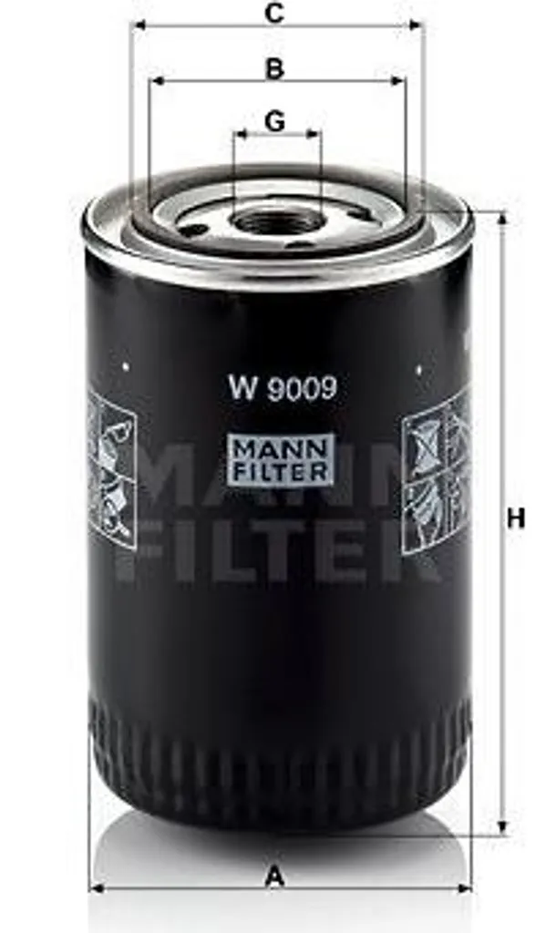 Filtre à huile W 9009 MANN-FILTER pour entretien Boxer Ducato Jumper