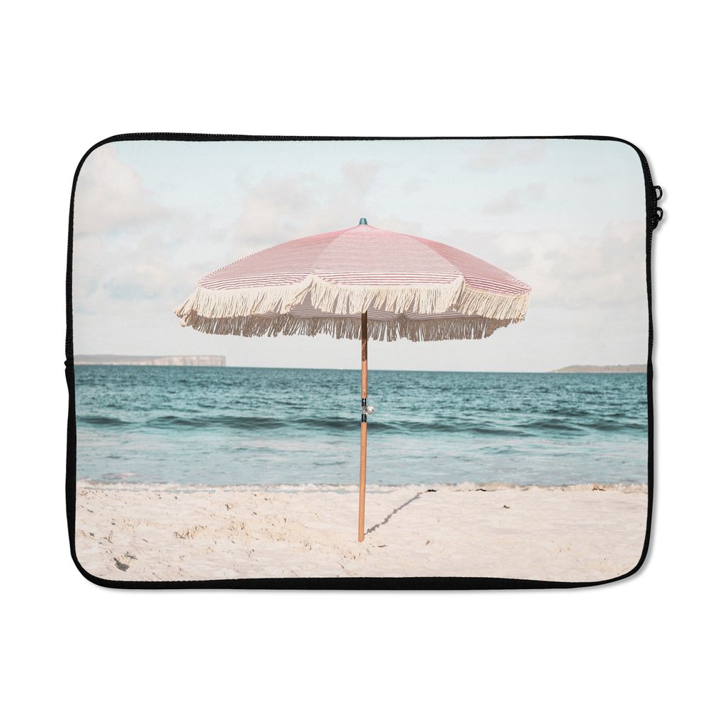 MuchoWow Laptop Hülle 17 Zoll Laptoptasche Sonnenschirm - Strand - Meer - Wolken - Zipper - Schutzabdeckung