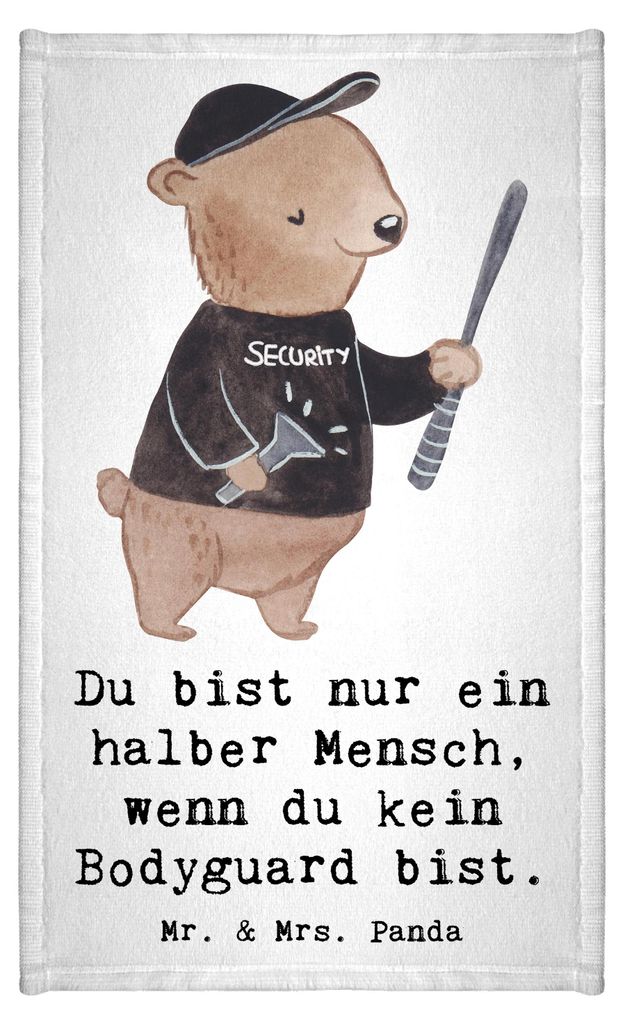 Mr. & Mrs. Panda Handtuch Bodyguard Herz - Weiß - Geschenk, Mini-Handtuch, Baumwollhandtuch, Klein, gästehandtuch, Personenschützer, Gästetuch