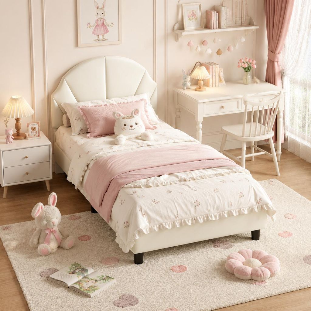 INONEFT Kinderbett 90 × 200 cm, Einzelbett, polsterbett mit Produktbild  KI-generiertes Bild