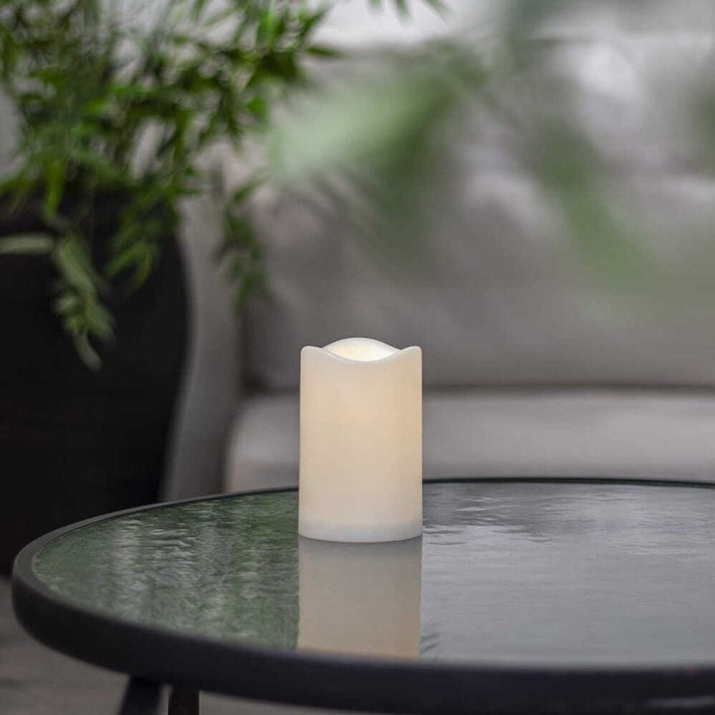 Szwedzka Świeca LED PAUL, Biała, 11,5 cm, Migoczący Płomyk, Zdjęcie produktu 