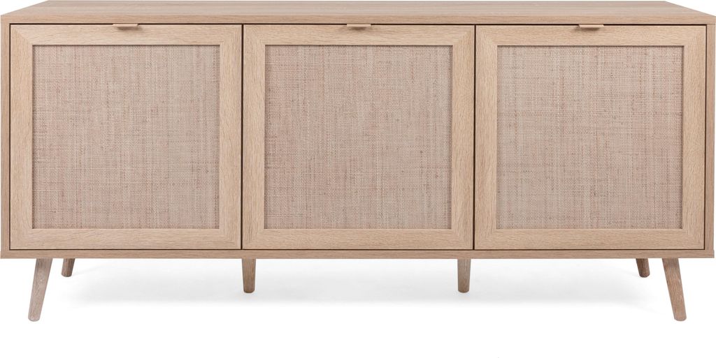 finori Bali 51A Sideboard, Nachbildung Sonoma Eiche / Nachbildung Rafia Geflecht Maß: B x H x T ca. 150 x 71 x 40 cm