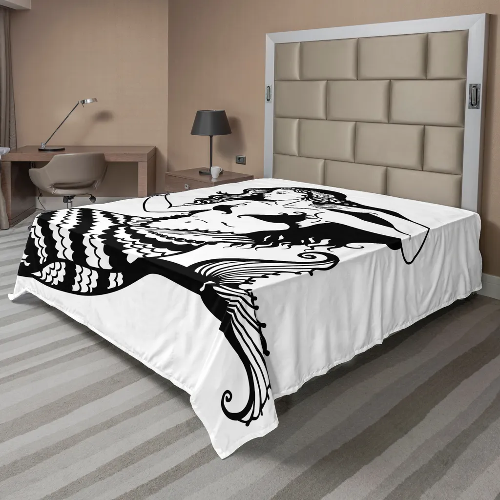 Drap supérieur confortable au motif de sirène, lit 1 pièce de 244cm