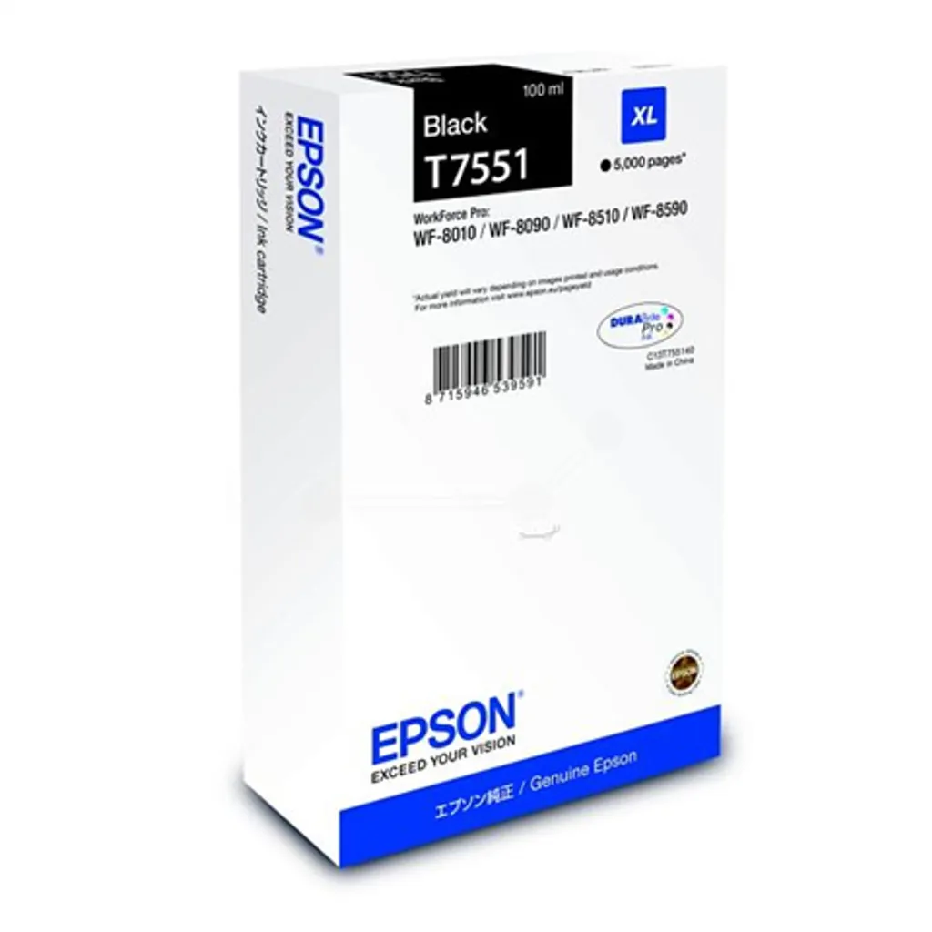 Cartouche Epson T7541 Noir XXL - Solution pour WorkForce Pro WF-8090
