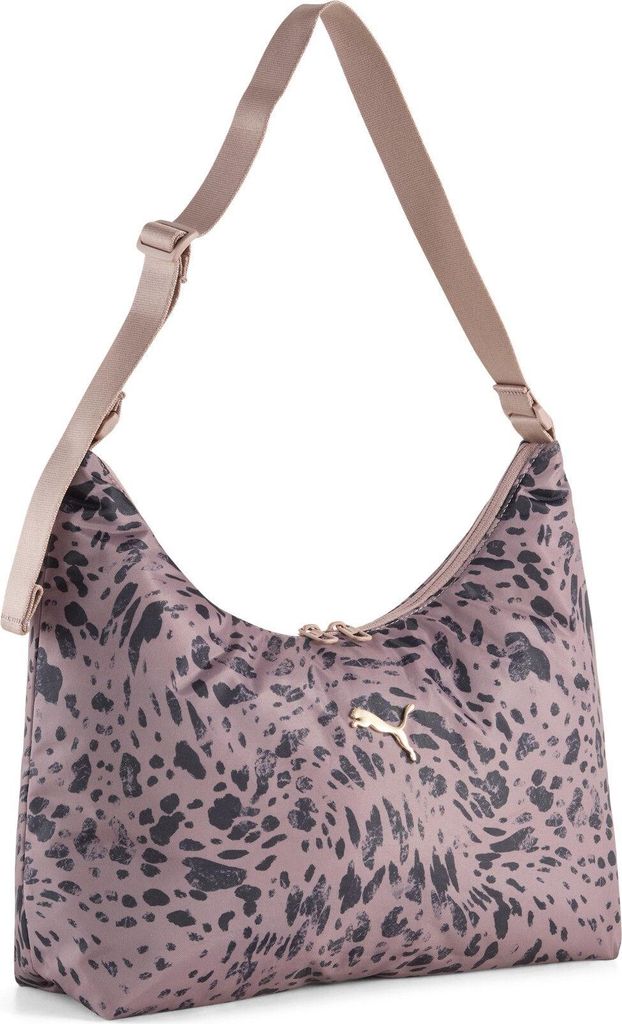 PUMA Schultertasche Pop Slouchy Hobo Bag Sandstone - Animal AOP beige