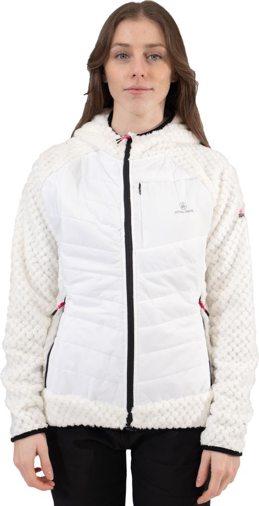 ATHL DPT. Damen gefütterte Sportjacke in sportlichem Design mit praktischer Kapuze, Hybridjacke Weiß, Gr. S