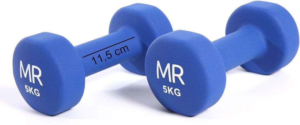 Rebecca Mobili 2x Gewichte Hantel Blau Training Sport Fitnessstudio 2 x 5 kg