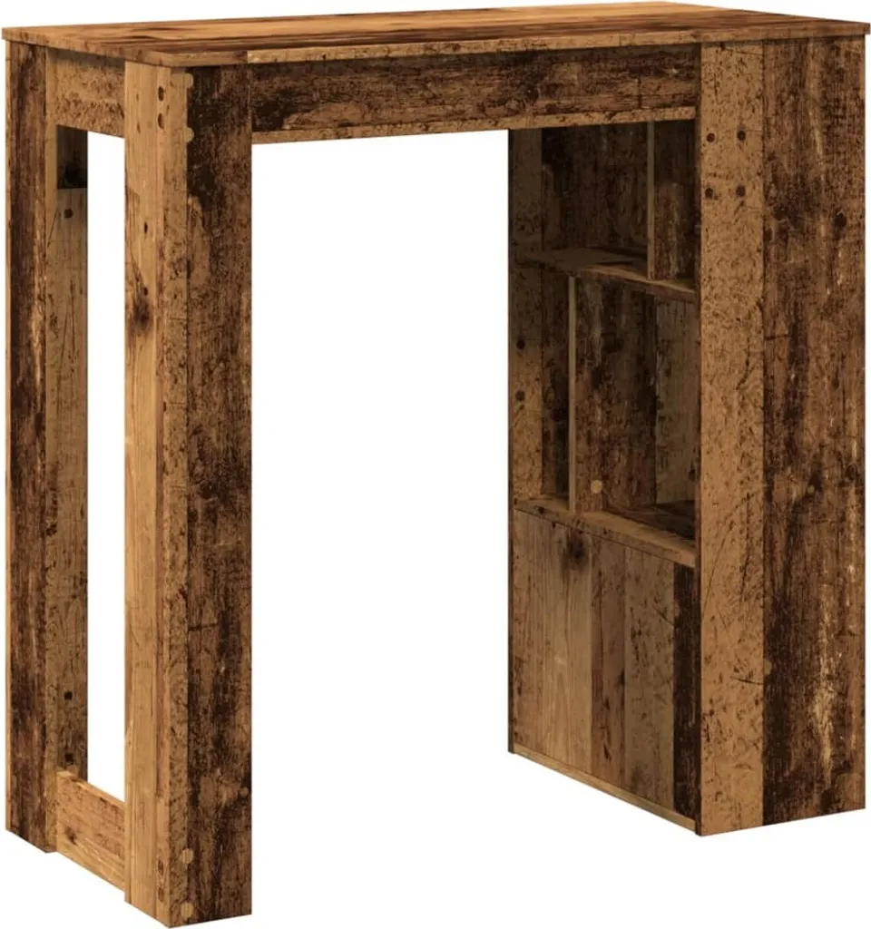 Tavolo Alto da Bar vidaXL con Scaffali 102 cm Legno Anticato - 6