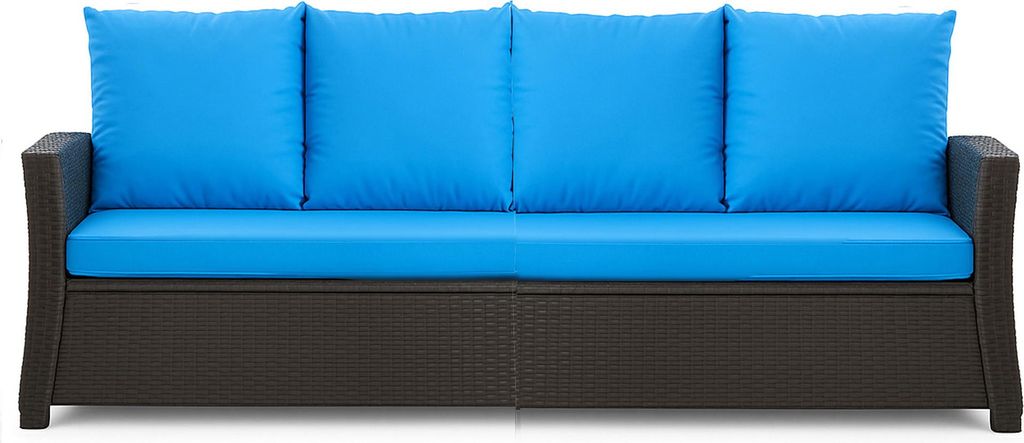 Gartenkissen Set blau – 170x60 + 4x50x56 cm Gartenkissen für ein 2-3-Sitzer-Sofa Weiche Auflagen für Rattan/Polyrattan – Abnehmbare Bezüge