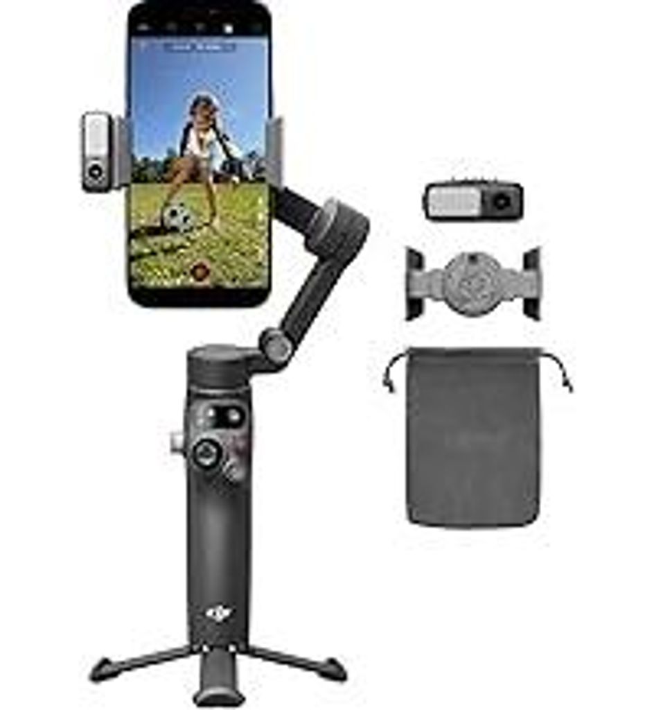DJI Osmo Mobile 8 Gimbal-Stabilisator für Smartphones, Natives Tracking mit Audio und Beleuchtung, 360°-Schwenkrotation, 10 Std. Akku, Verlänger...