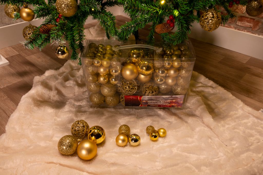 Christmas Gifts Weihnachtskugeln Set Gold - 100 Kunststoff Produktbild 3