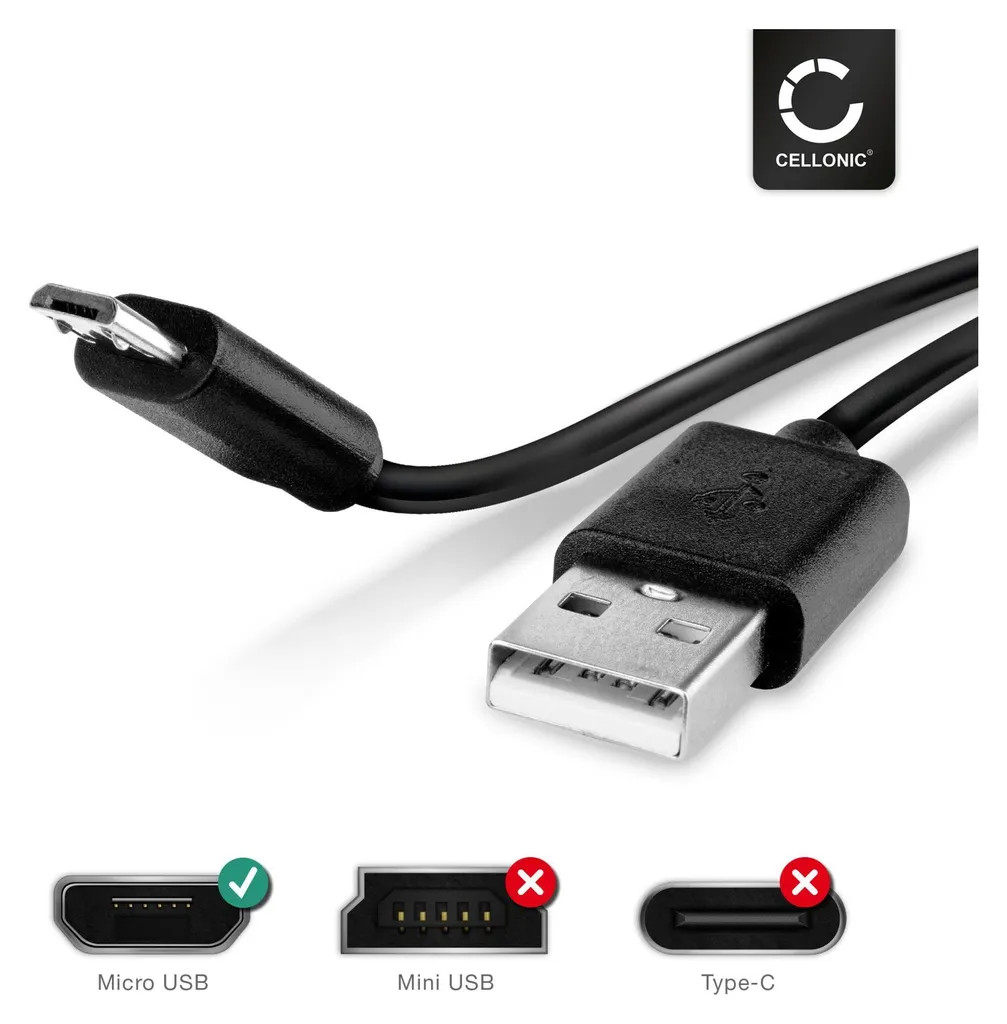 Cavetto Ricarica JBL Rapido Micro USB 2A CELLONIC 1m Nero Alta Qualità - 2