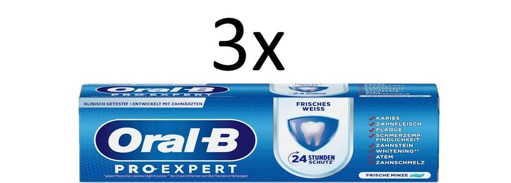 3X Oral B Zahnpasta Pro-Expert Frisches Weiss 4X 75 Ml