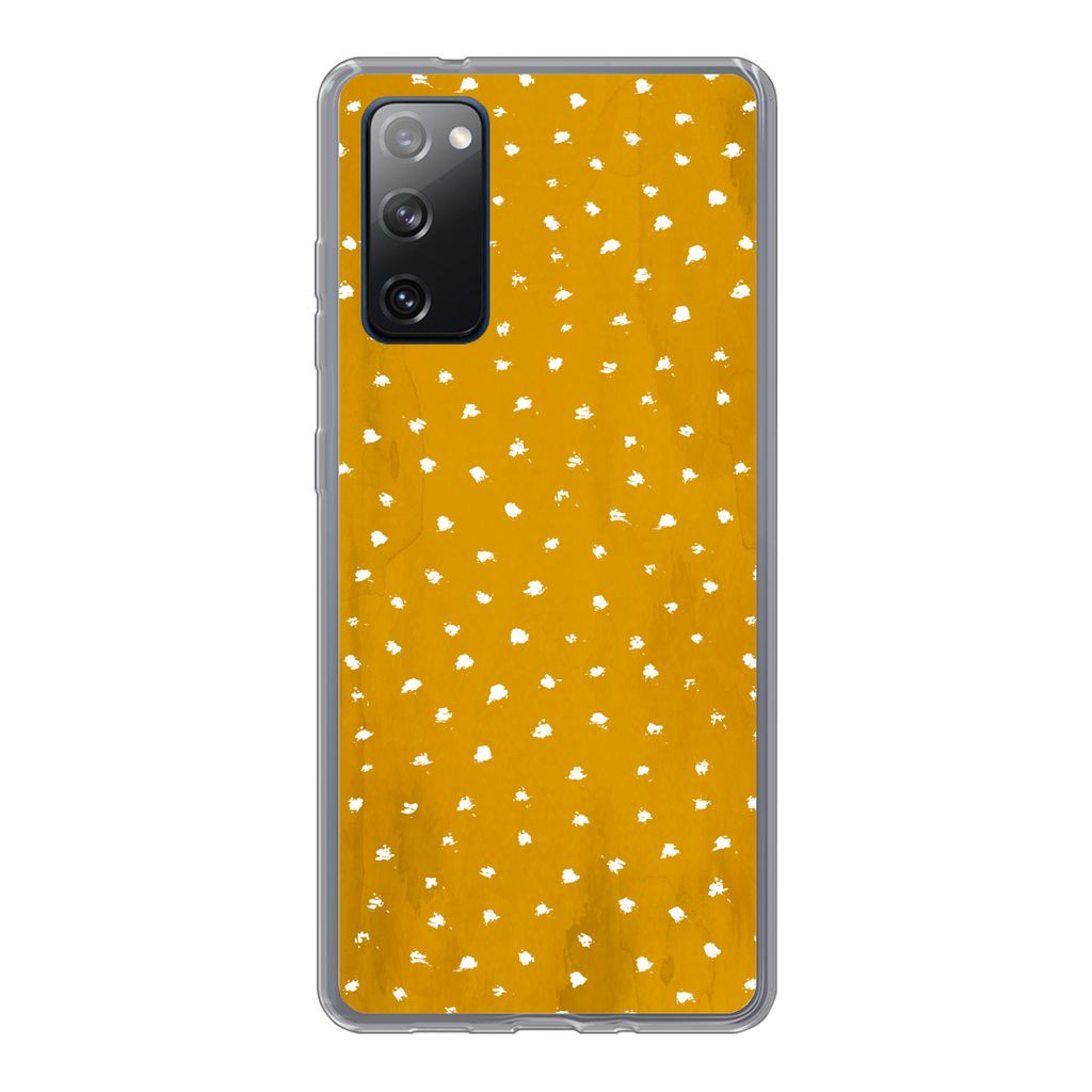 MuchoWow Handyhülle Schutzhülle Hülle für Samsung Galaxy S20 FE Tupfen - Orange - Weiß Silikon Softcase Handy Hülle - Abdeckung