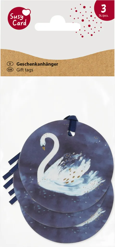 SUSY CARD 40057194 Carte Étiquette Ronde Swan Lake Dark Blue Chic