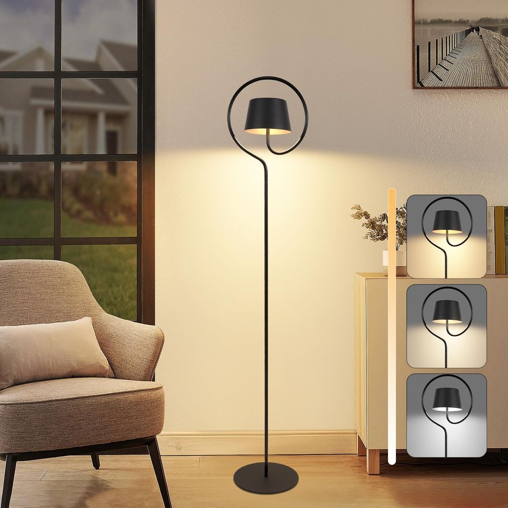 ZMH LED Stehlampe Wohnzimmer Dimmbar 120cm: Solar Stehleuchte Outdoor mit USB-C Aufladbar Akku Kabellose Standleuchte 3000K-6500K Höhenverstellbar...