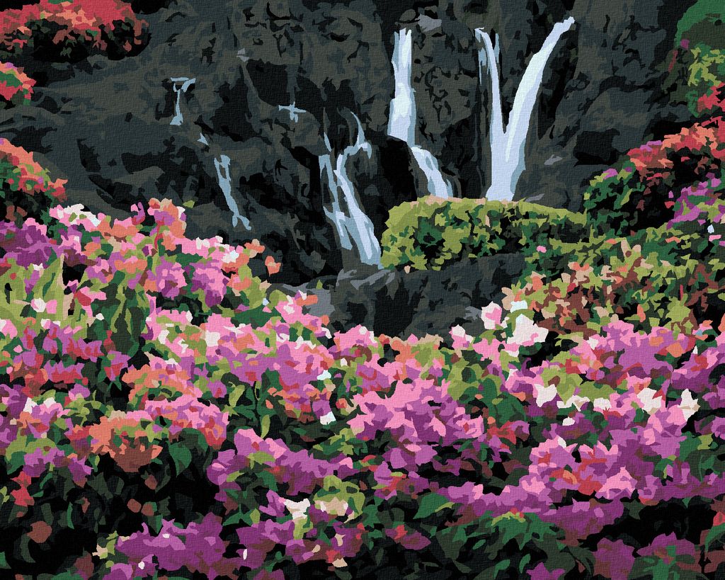 Zuty - Malen nach Zahlen - BLUMEN ENTLANG DER SCHLEUSE (DENNIS FRATES), 40x50 cm, mit Keilrahmen (bereits gespannt)