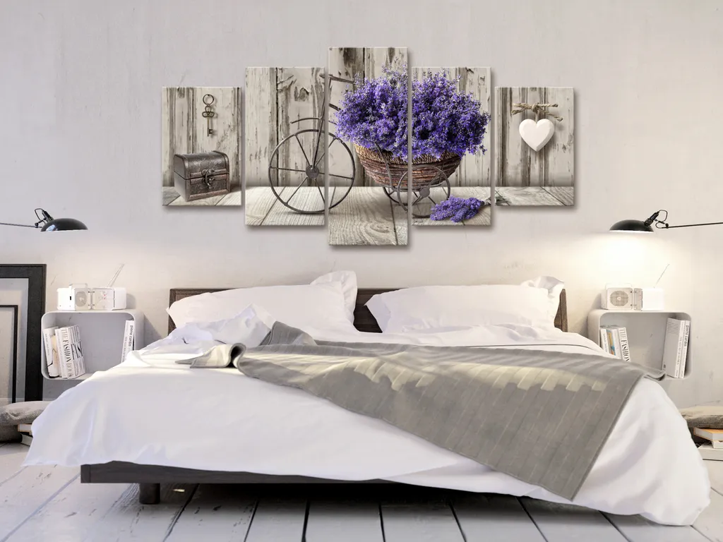 Tableau en verre brillant fleurs de lavande design haute définition