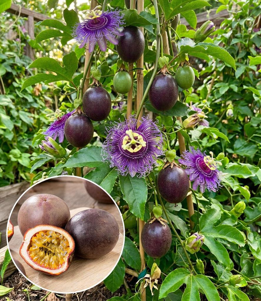 BALDUR Garten 1x Exotische Maracuja-Pflanze, Pflanze im 9x9 Produktbild  KI-generiertes Bild