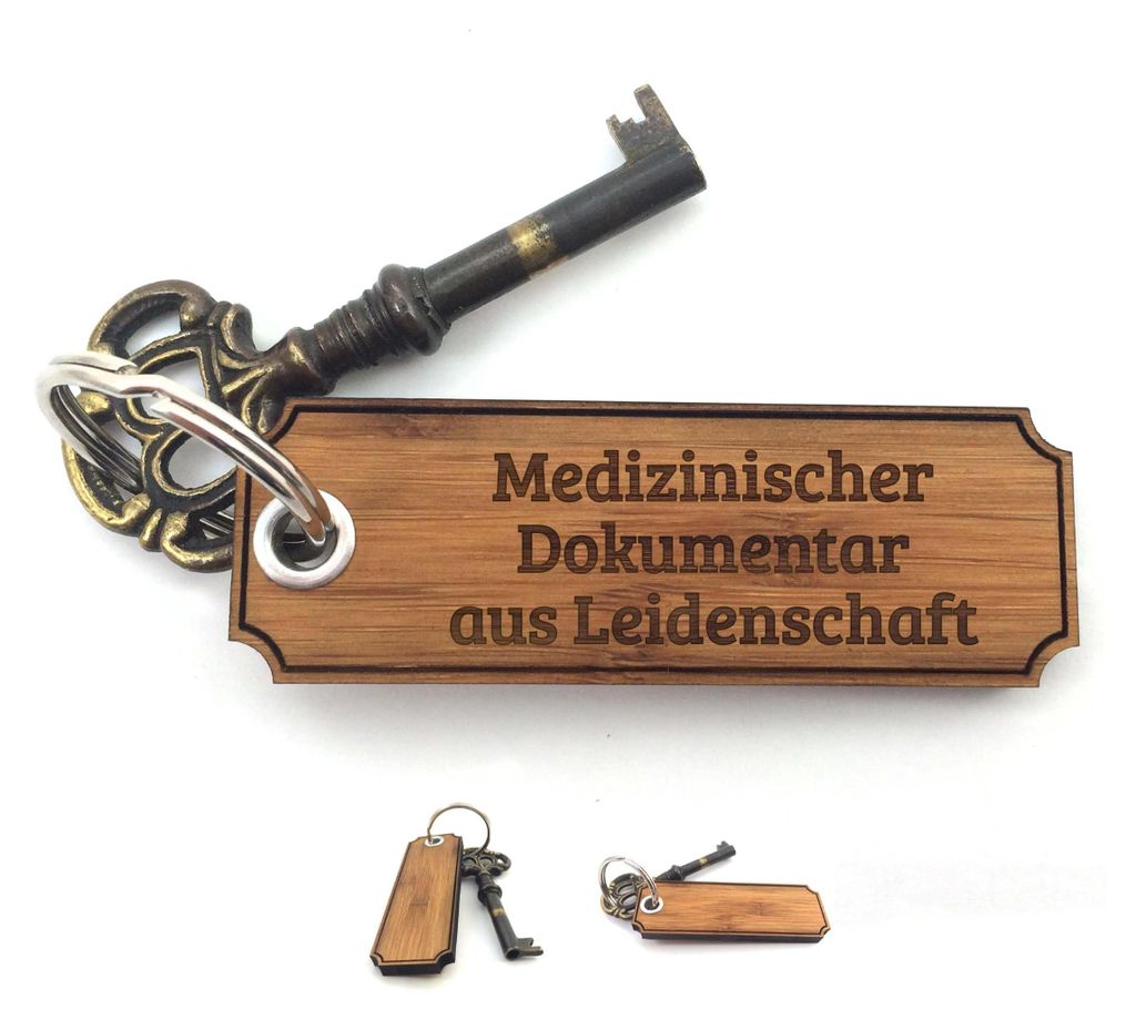 Mr. & Mrs. Panda Schlüssel Anhänger Medizinischer Dokumentar - Bambus - Geschenk, Abschied, Schenken, Damen Schlüsselanhänger, Gravur, Für Her...