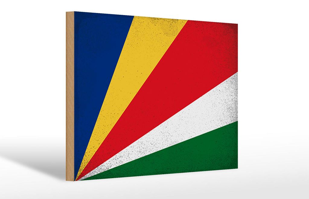 Holzschild Flagge Seychellen 30x20cm Seychelles Vintage