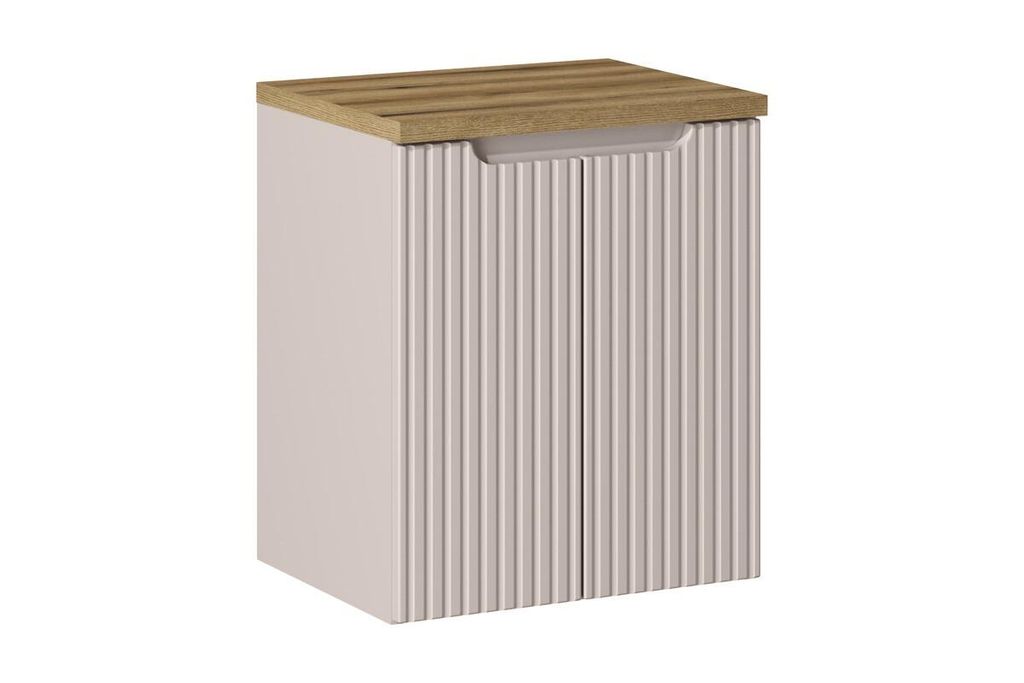 Waschbeckenunterschrank - Mit Arbeitsplatte 50 cm , 2 Türen , Nova Cashmere N BM203 - Kaschmir Matt/ Evoke Eiche