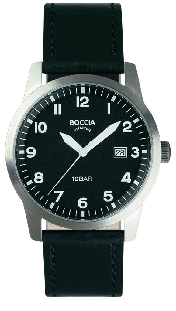 Boccia Titanium 3631-01 Uhr Herrenuhr Lederarmband Datum Produktbild 