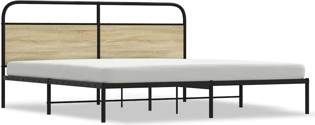 vidaXL Metallbett ohne Matratze Sonoma-Eiche 180x200 cm