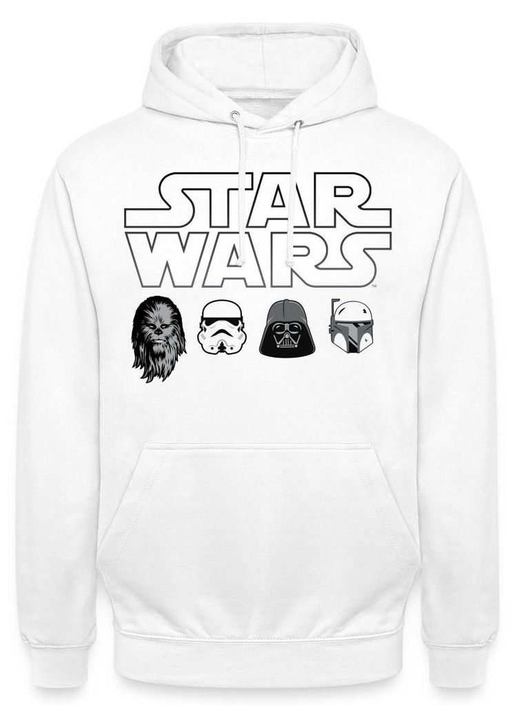Star Wars Chewbacca Stormtrooper Darth Vader Icons Uni Hoodie, L, Weiß