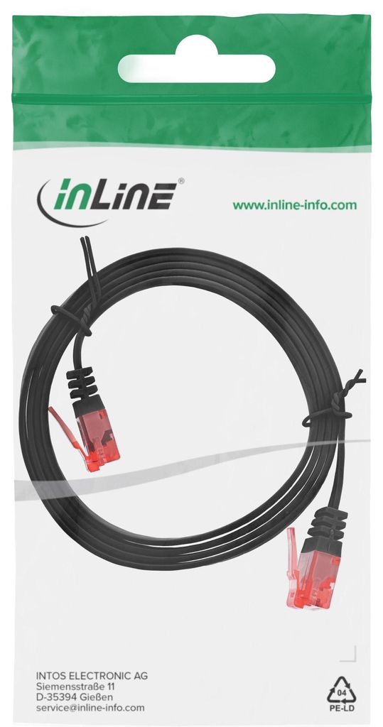 InLine Patchkabel flach, U/UTP, Cat.6, schwarz, 1,5m, 1,5 m, Cat6, U/UTP (UTP), RJ-45, RJ-45, Schwarz
