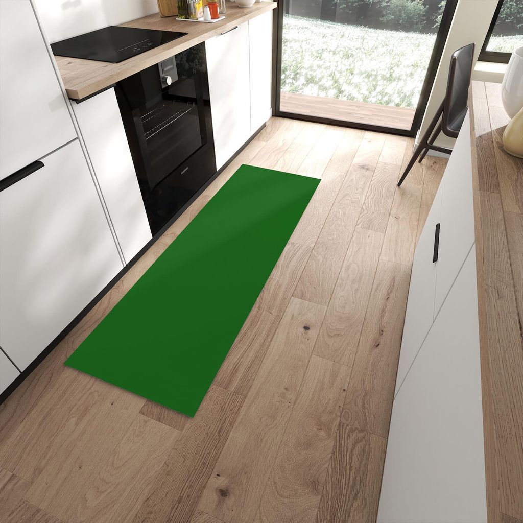 Küchenteppich 60x180cm rutschfest & abwischbar PVC Läufer - Dunkelgrüner Hintergrund II