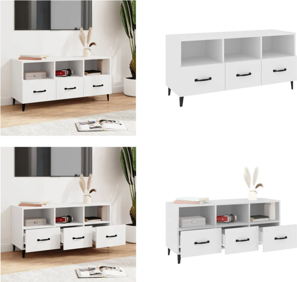 Porta TV Bianco 102 cm vidaXL | Mobile Soggiorno Moderno in Legno