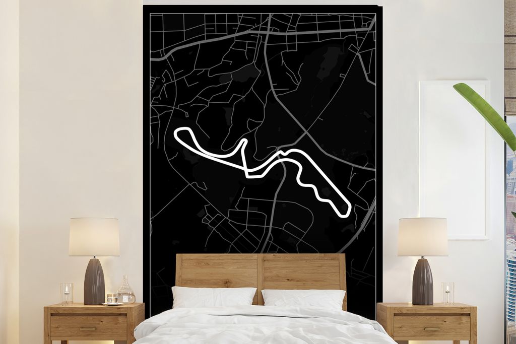 MuchoWow Fototapete für Wohnzimmer oder Schlafzimmer Wandtapete Vinyl Motivtapete F1 - Rennsport - Japan - Suzuka Circuit - Rennstrecke - Schwar...