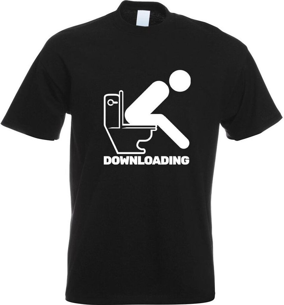 Kiwistar - T-Shirt - schwarz - Downloading - Kacke - Klo Motiv Bedruckt Funshirt Design Print - mit Motiv Bedruckt - Funshirt Design - Sport - Frei...