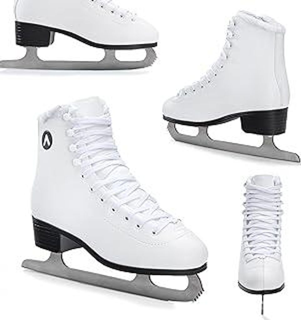 ATTABO Eislaufschuhe Damen Schlittschuhe Weiß 36-41, Schnürung, klassisches Design, Wärme und Komfort, Schlittschuhe aus Edelstahl, für Anfäng...