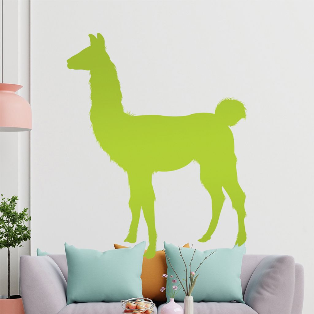 KIWISTAR Lama Silhouette - Spucken Kamel Alpaca Wandtattoo in 6 Größen - Wandaufkleber Wall Sticker - Dekoration, Küche, Wohnzimmer, Schlafzimme...