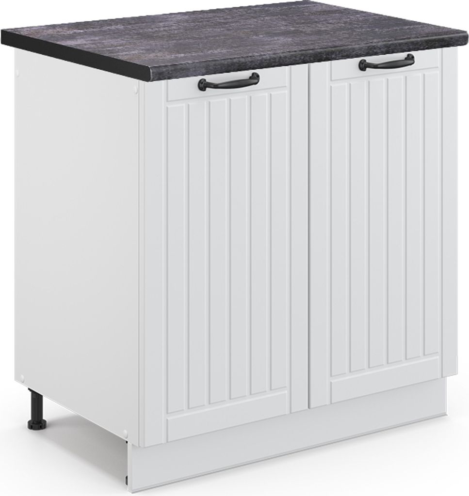 Spülenunterschrank Vicco Fame-Line Weiß Landhaus 80 cm , AP Anthrazit, Model 46330