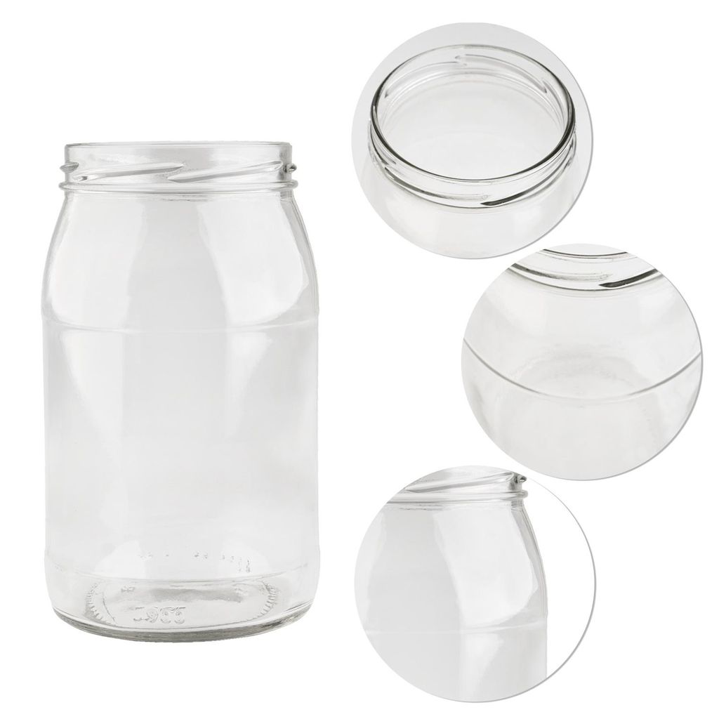SuperButelki.pl - 8x Glasgefäß 900 ml mit Schraubverschluss, Gläserset 0,9 l mit Schraubverschluss für Konserven, Honig, Gläser mit Deckel fi ...