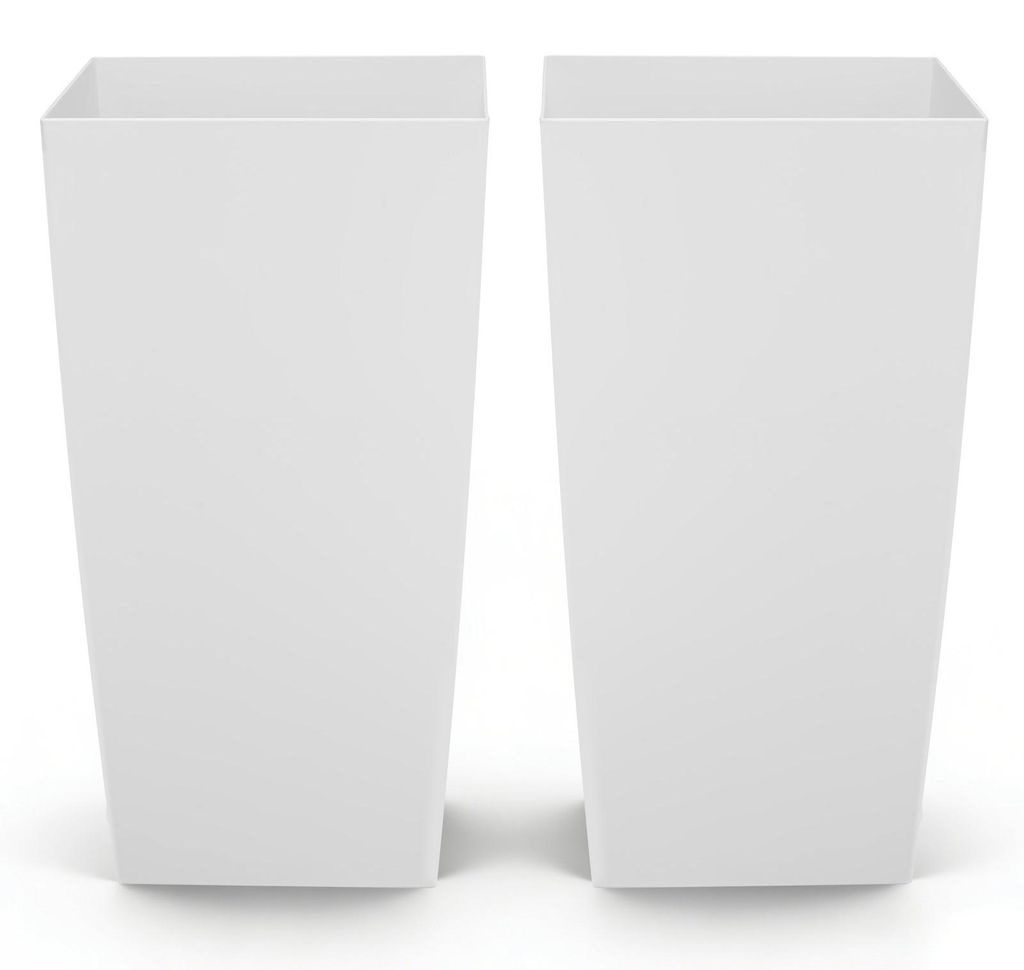 Pflanzkübel / Blumenkübel - 2er-Set 39 x 39 x 75 cm - Mit Innentopf - Mit Abflusslöchern - Robuster PP-Kunststoff - Quadratisch - Für Innen & A...
