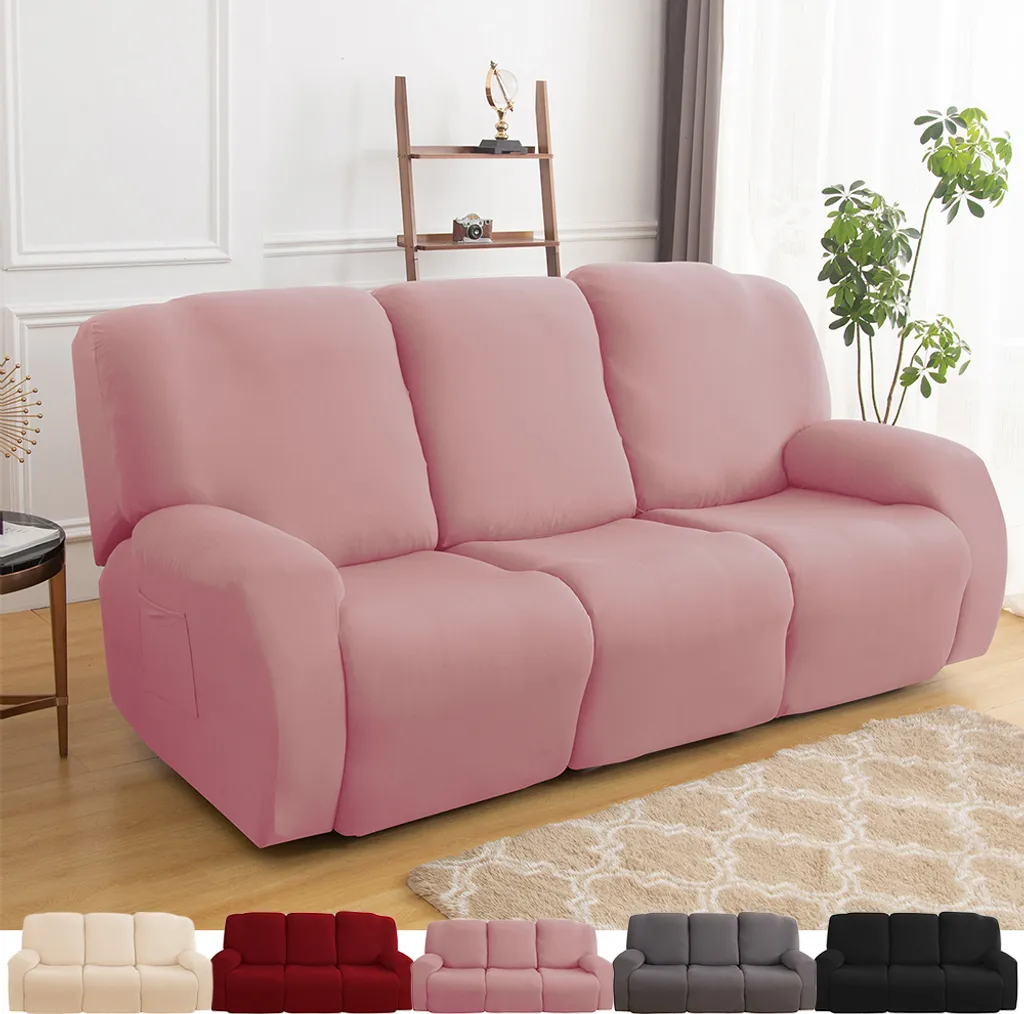Copridivano Rosa Elastico 3 Posti | Salva Poltrona Reclinabile Lavabile
