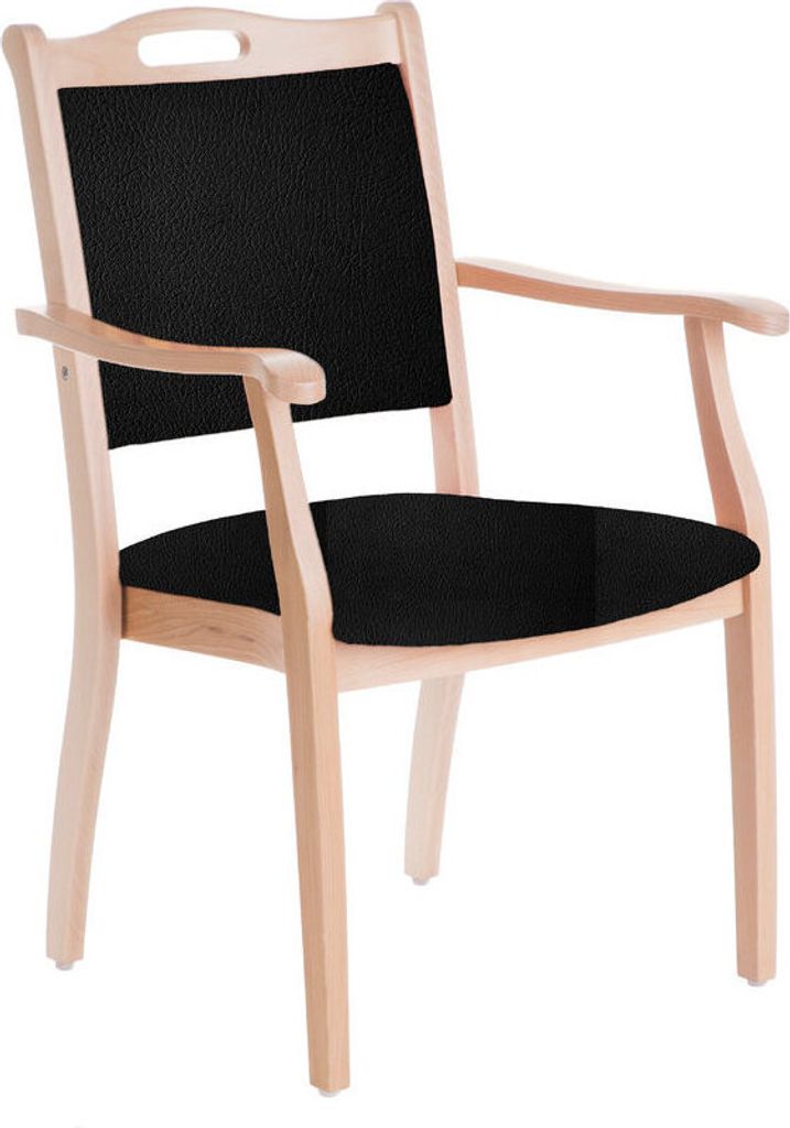 Seniorenstuhl Sabine Armlehnenstuhl Pflegestuhl Kunstleder Soft Schwarz