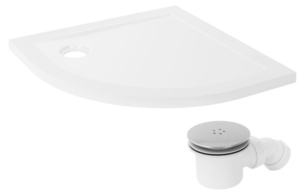 LuxeBath Duschwanne 80x80 cm Weiß mit Ablaufgarnitur, Produktbild 