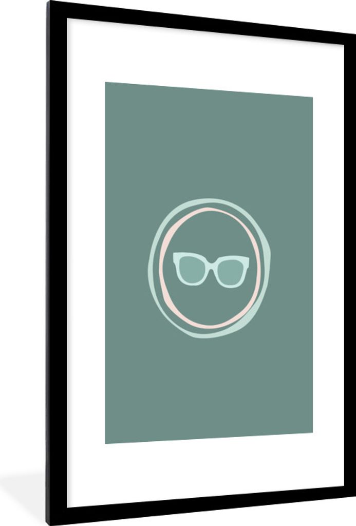 MuchoWow Gerahmtes Poster Sommer - Sonnenbrille - Abstrakt 60x90 cm - Poster mit Schwarzem Bilderrahmen Wandposter Rahmen Foto Bilder - Dekoratio...