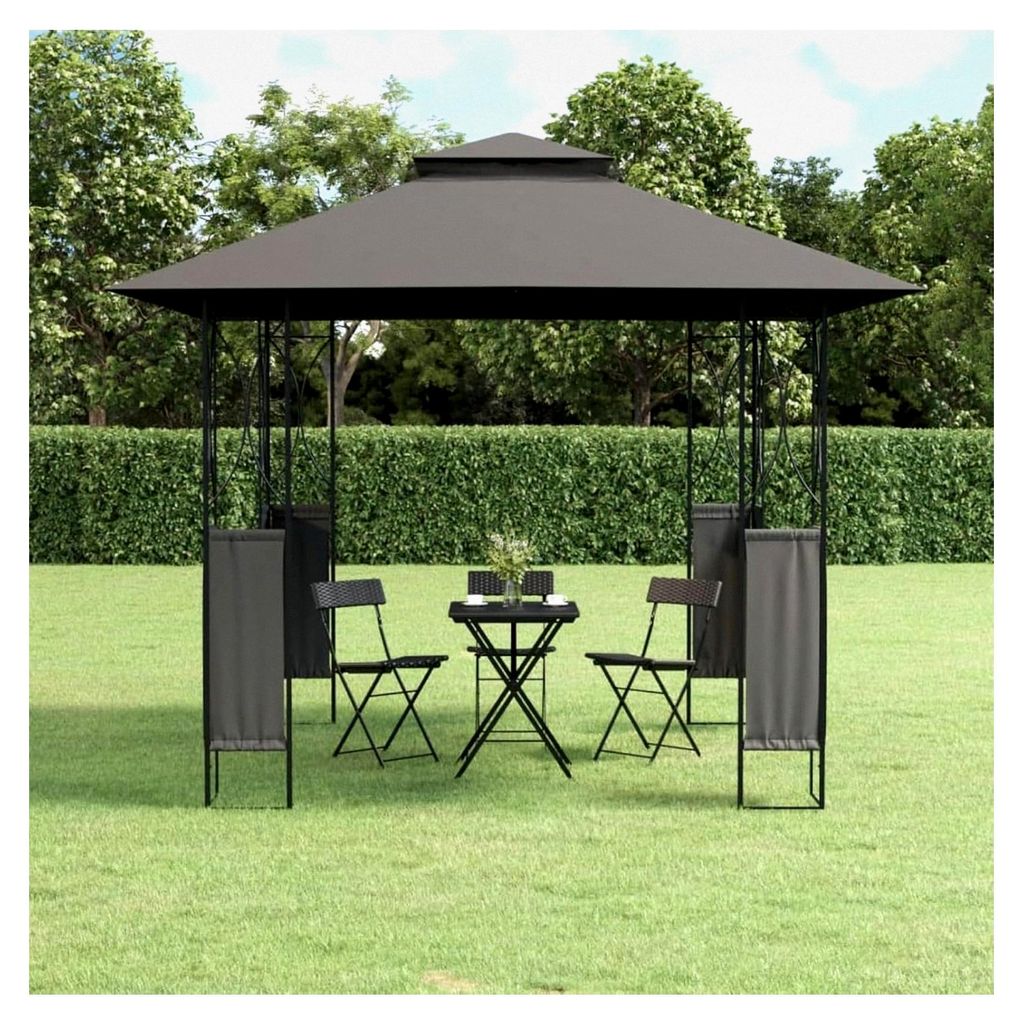 Pavillon 3x3m Wasserdicht Stabil Winterfest Gartenpavillon Metall mit Doppeldach