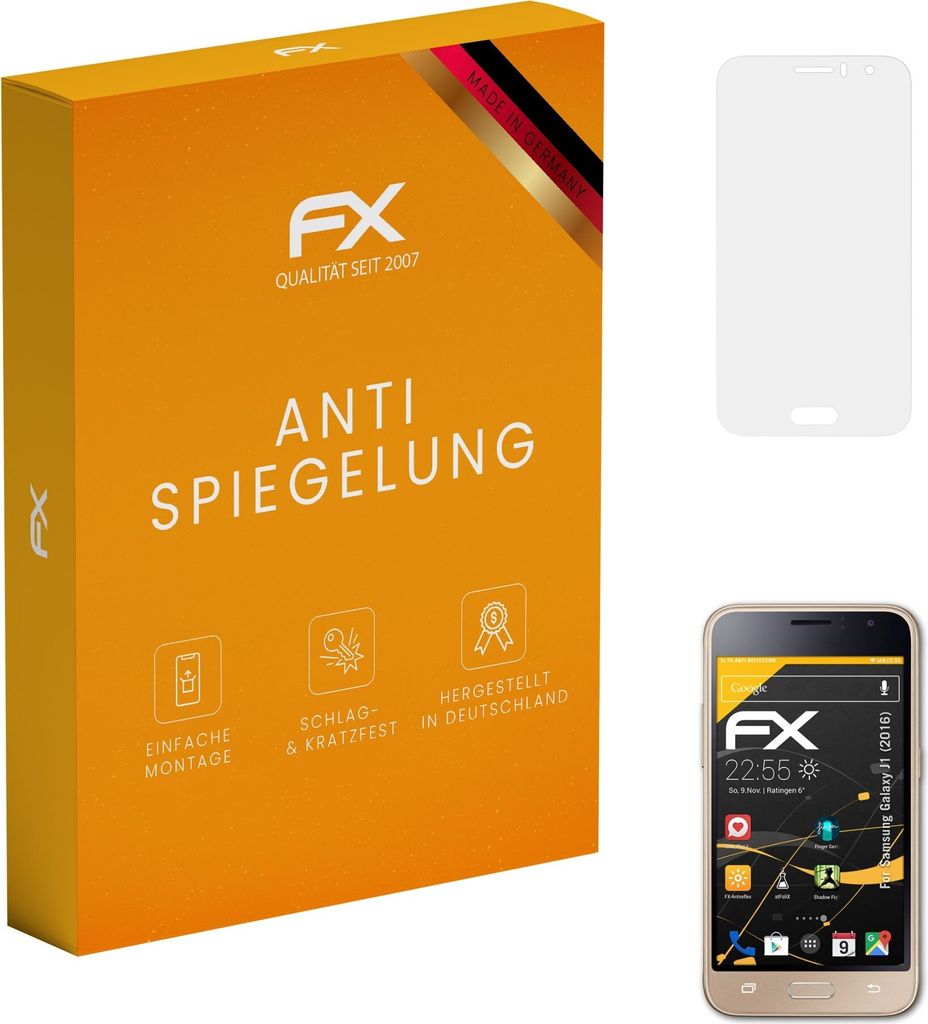 atFoliX FX-Antireflex 3x Schutzfolie kompatibel mit Samsung Galaxy J1 (2016) Displayfolie